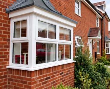 Projecting multi-face bay window on a residential facade