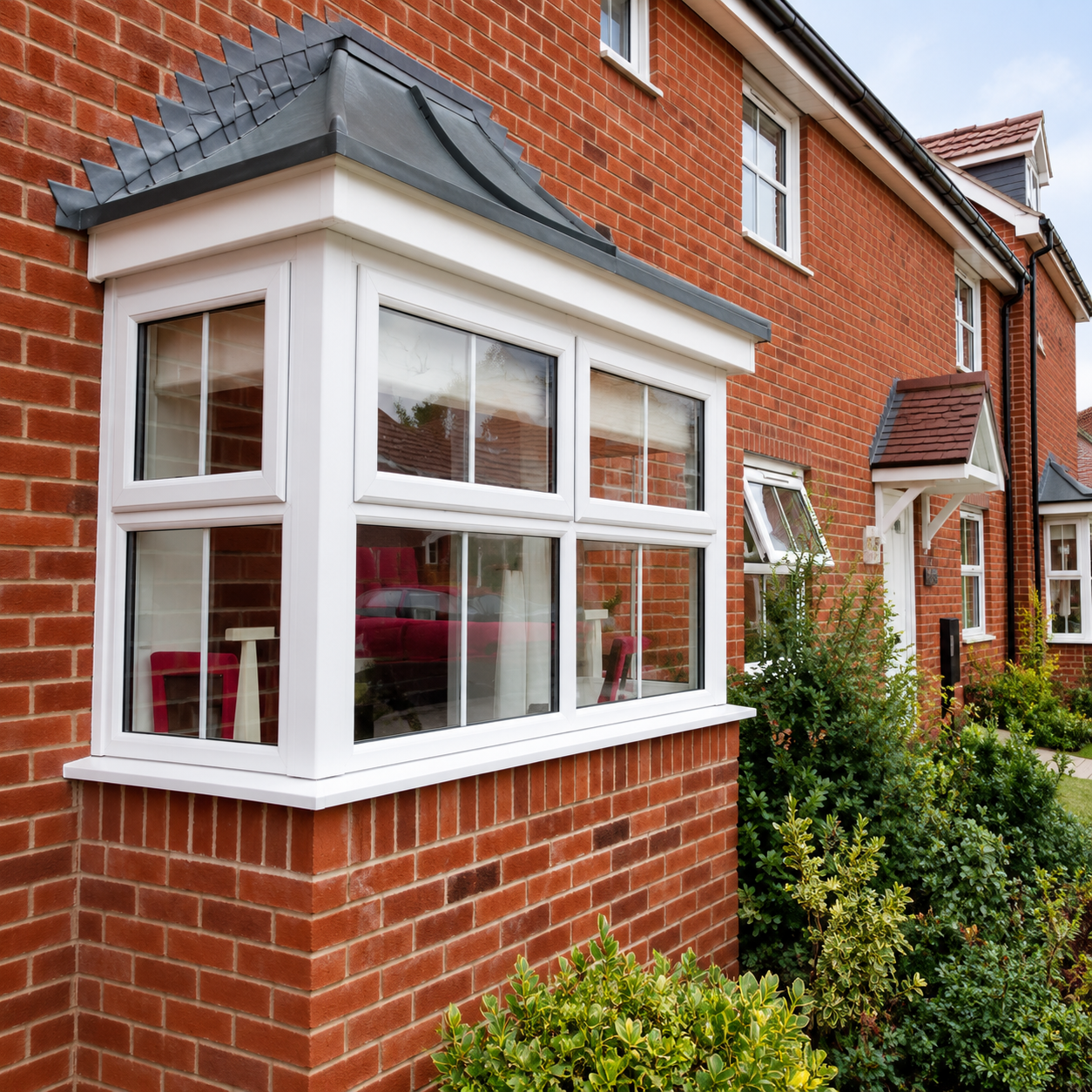 Projecting multi-face bay window on a residential facade