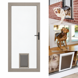 Full-height door with a low pet access flap