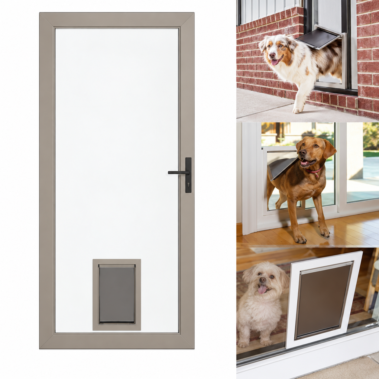 Full-height door with a low pet access flap